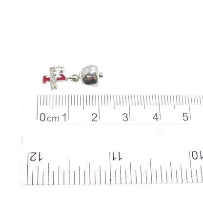 REFLECTION BEADS 925 Sterling Silver Enamel #1 Teacher Apple Slide Dangle Charm