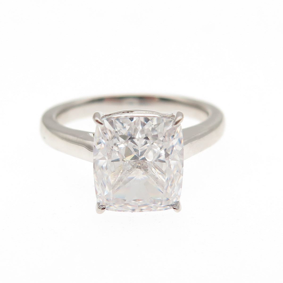 DSMK 925 Sterling Silver Radiant-Cut C Z Engagement Ring Size 6