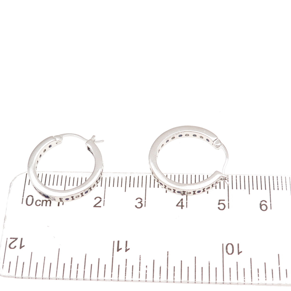 Jacmel Mauritius Sterling Silver Lab-Created Sapphire C Z In & Out Hoop Earrings