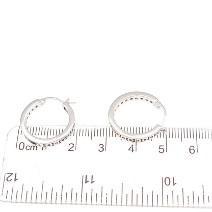 Jacmel Mauritius Sterling Silver Lab-Created Sapphire C Z In & Out Hoop Earrings