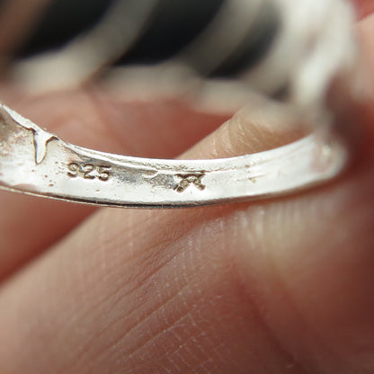 925 Sterling Silver Vintage Diamond-Cut Overlap Ring Size 5.75