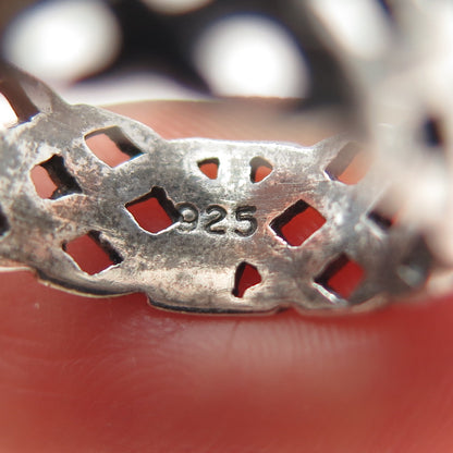 925 Sterling Silver Vintage Woven Oxidized Band Ring Size 4.75