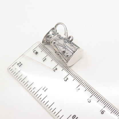 925 Sterling Silver Vintage Beaded Jug Pendant