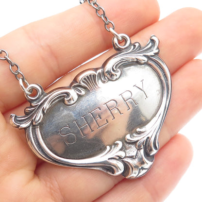 INTERNATIONAL SILVER 925 Sterling Antique Art Deco Sherry Repousse Bottle Tag