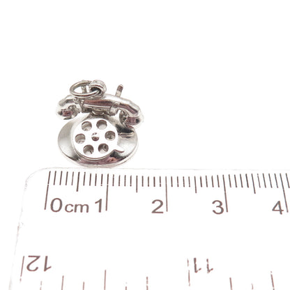 925 Sterling Silver Antique Art Deco I Love You Rotary Phone 3D Mini Pendant