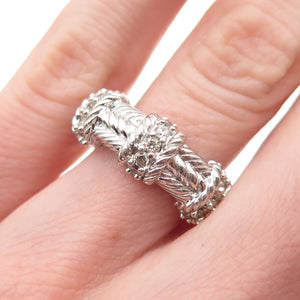 Judith Ripka 925 Sterling Silver Round-Cut C Z Roped Ring Size 6.25