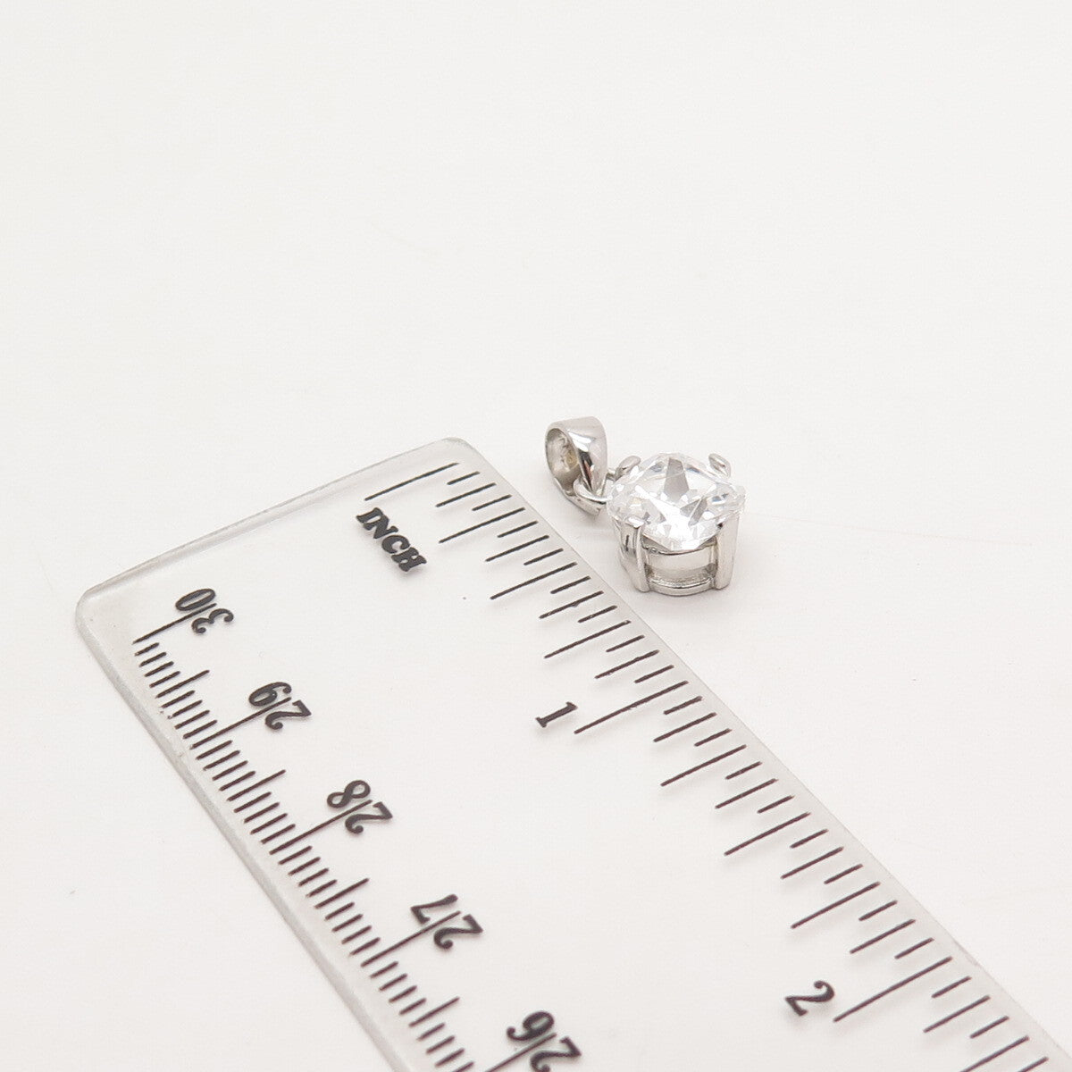 925 Sterling Silver Princess-Cut C Z Pendant