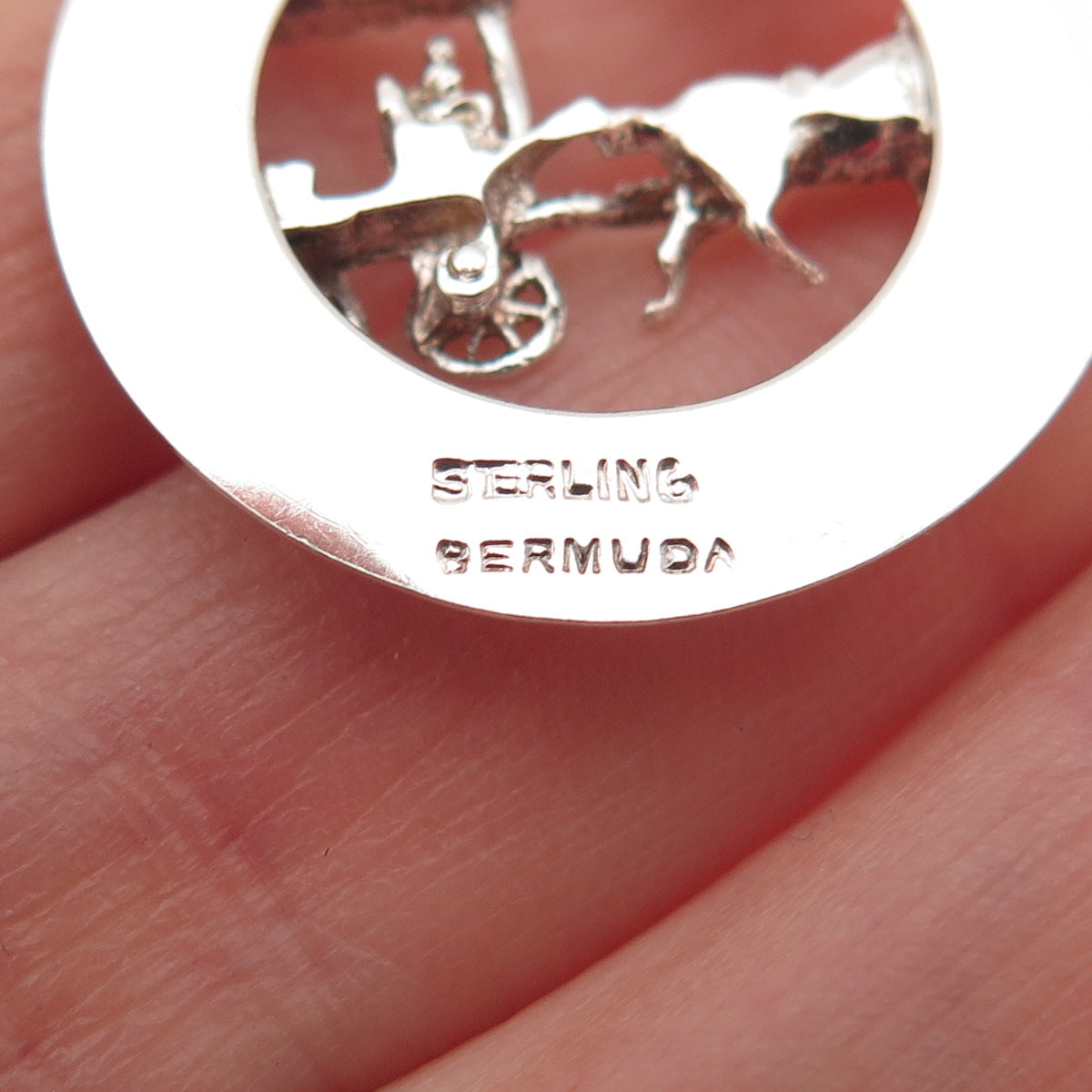 BERMUDA 925 Sterling Silver Vintage Carriage Charm Pendant