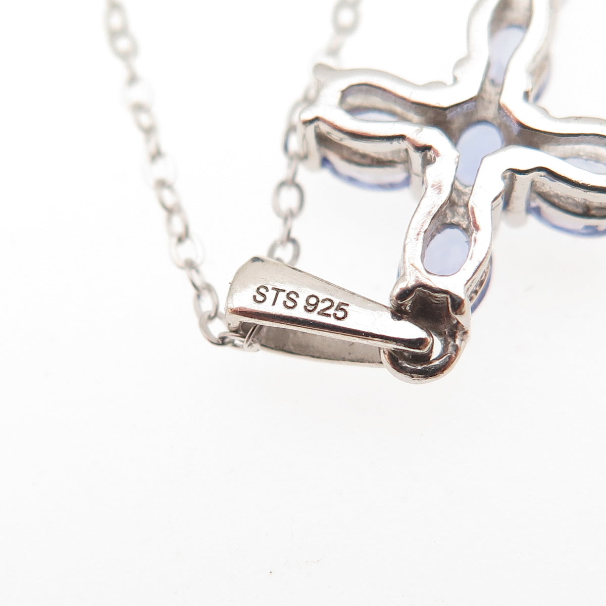 Chuck Clemency 925 Sterling Silver Real Tanzanite Cross Cable Chain Necklace 20"