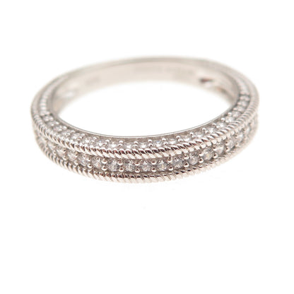 Judith Ripka 925 Sterling Silver C Z Bridal Wedding Band Ring Size 7