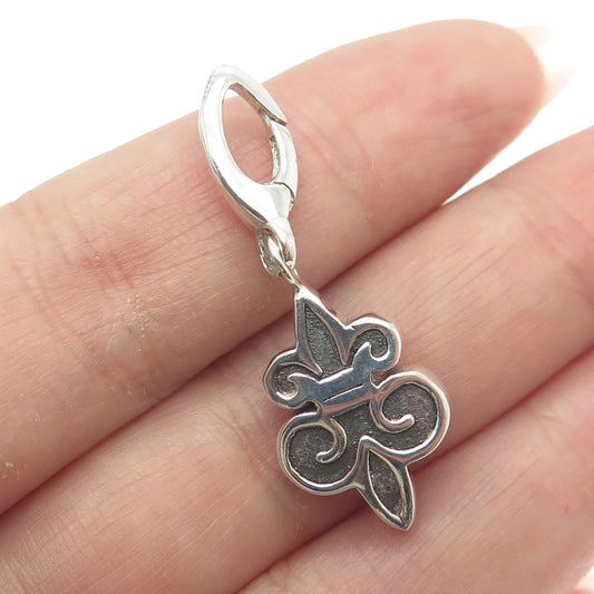 925 Sterling Silver Vintage Fleur-de-Lis Charm Pendant