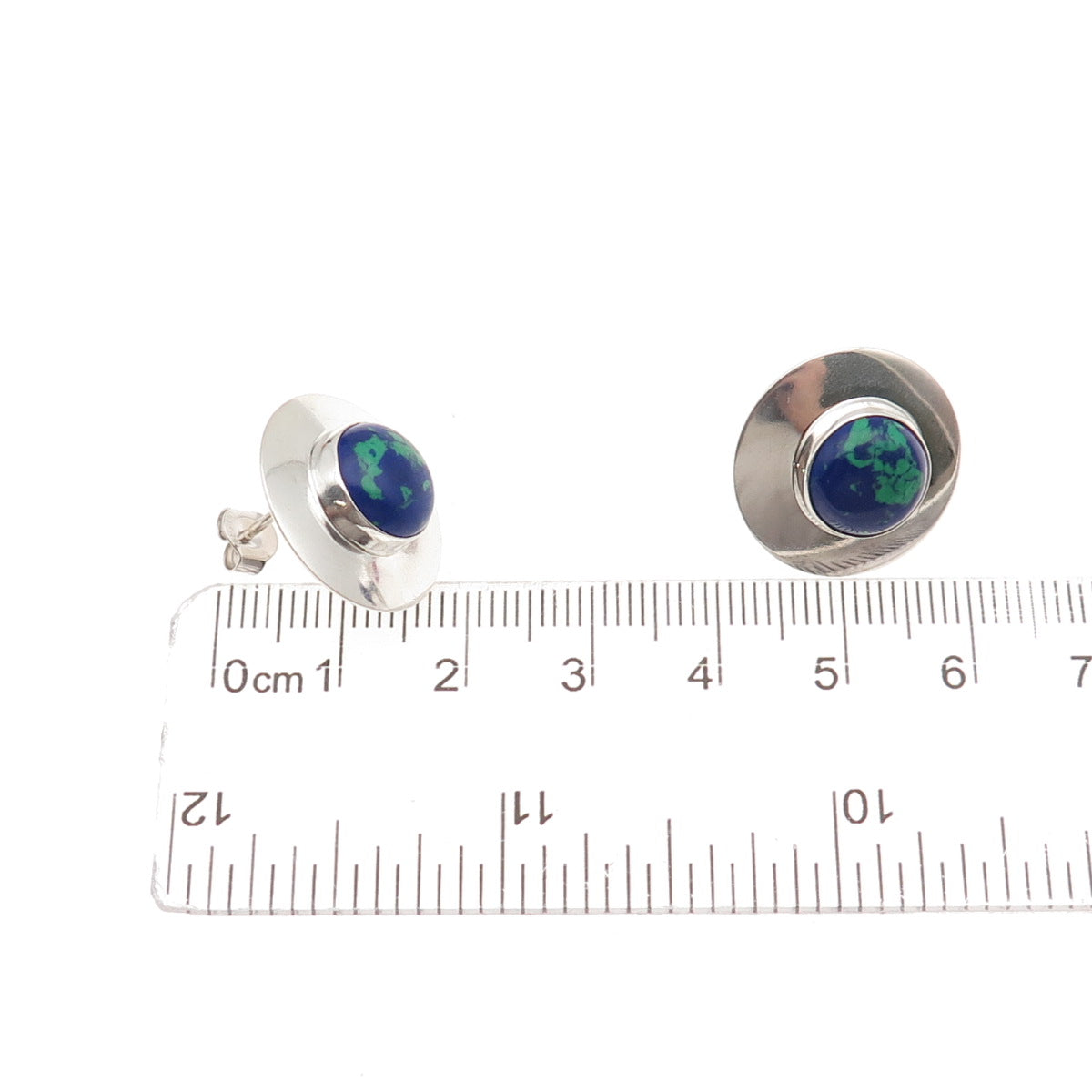 Sally Jack Navajo Old Pawn Sterling Silver Vintage Southwestern Azurite Earrings
