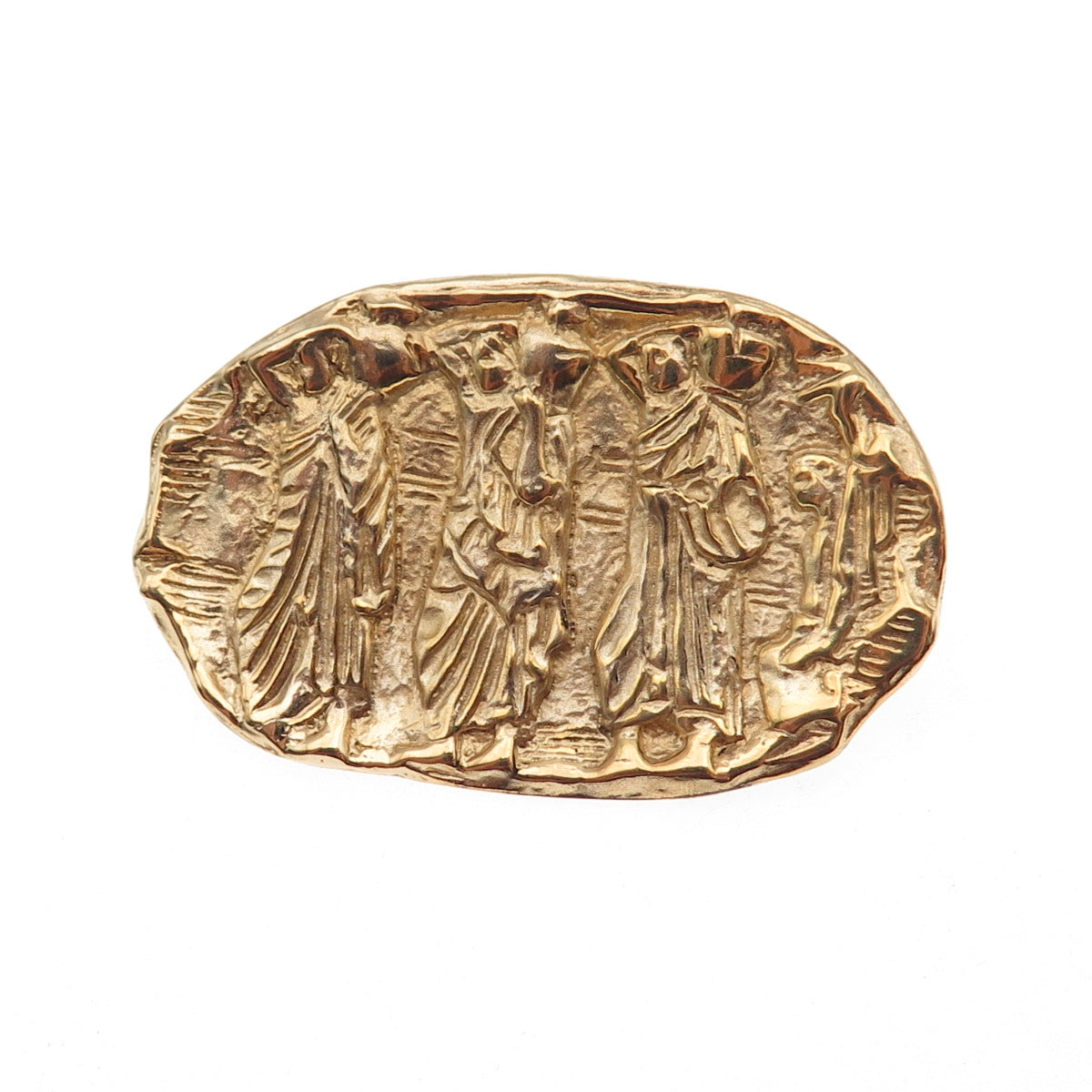 835 Silver Gold Plated Vintage Ancient-Style Storyteller Pin Brooch