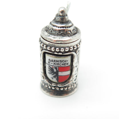 800 Silver Vintage "Garmisch-Partenkirchen" Beer Stein Locket Minimalist Pendant