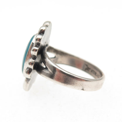 Bell Trading Post Old Pawn Sterling Silver Vintage Turquoise Tribal Ring Size 5