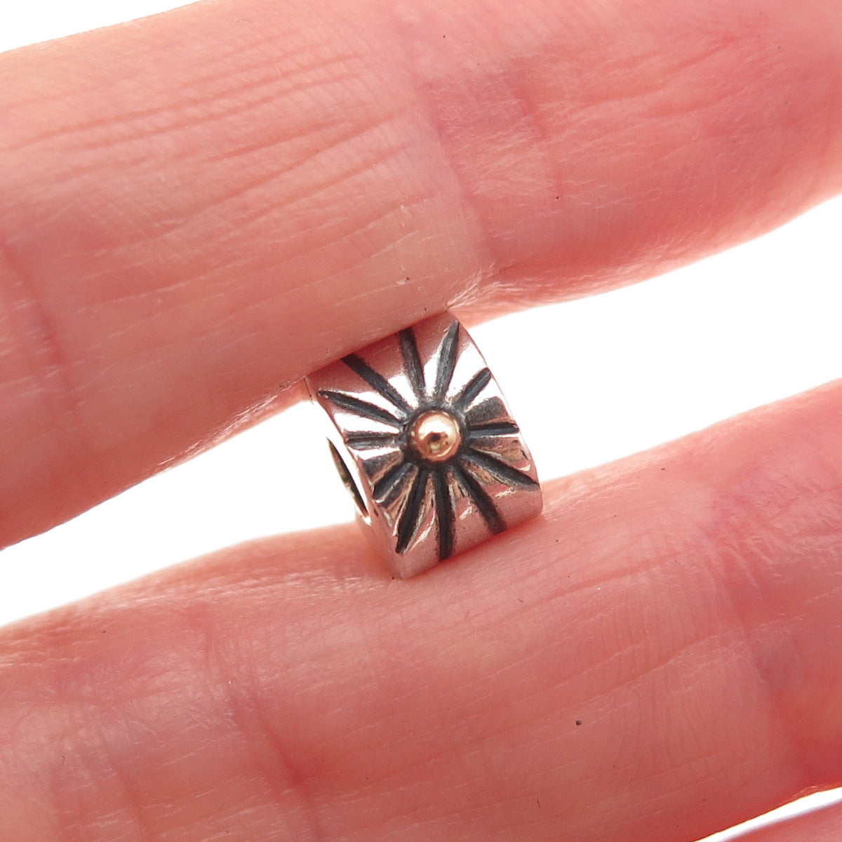 Pandora 925 Sterling Silver & Gold Sunburst Clip Charm
