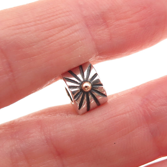 Pandora 925 Sterling Silver & Gold Sunburst Clip Charm