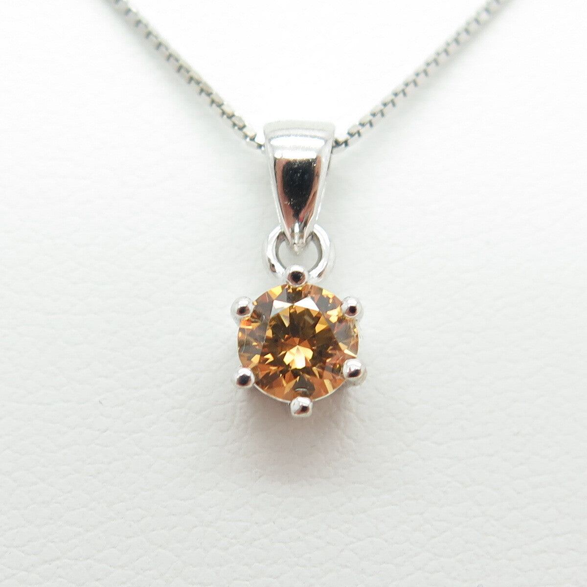 925 Sterling Silver Italy Swarovski Imperial-Crystal Box Chain Necklace 16-18"