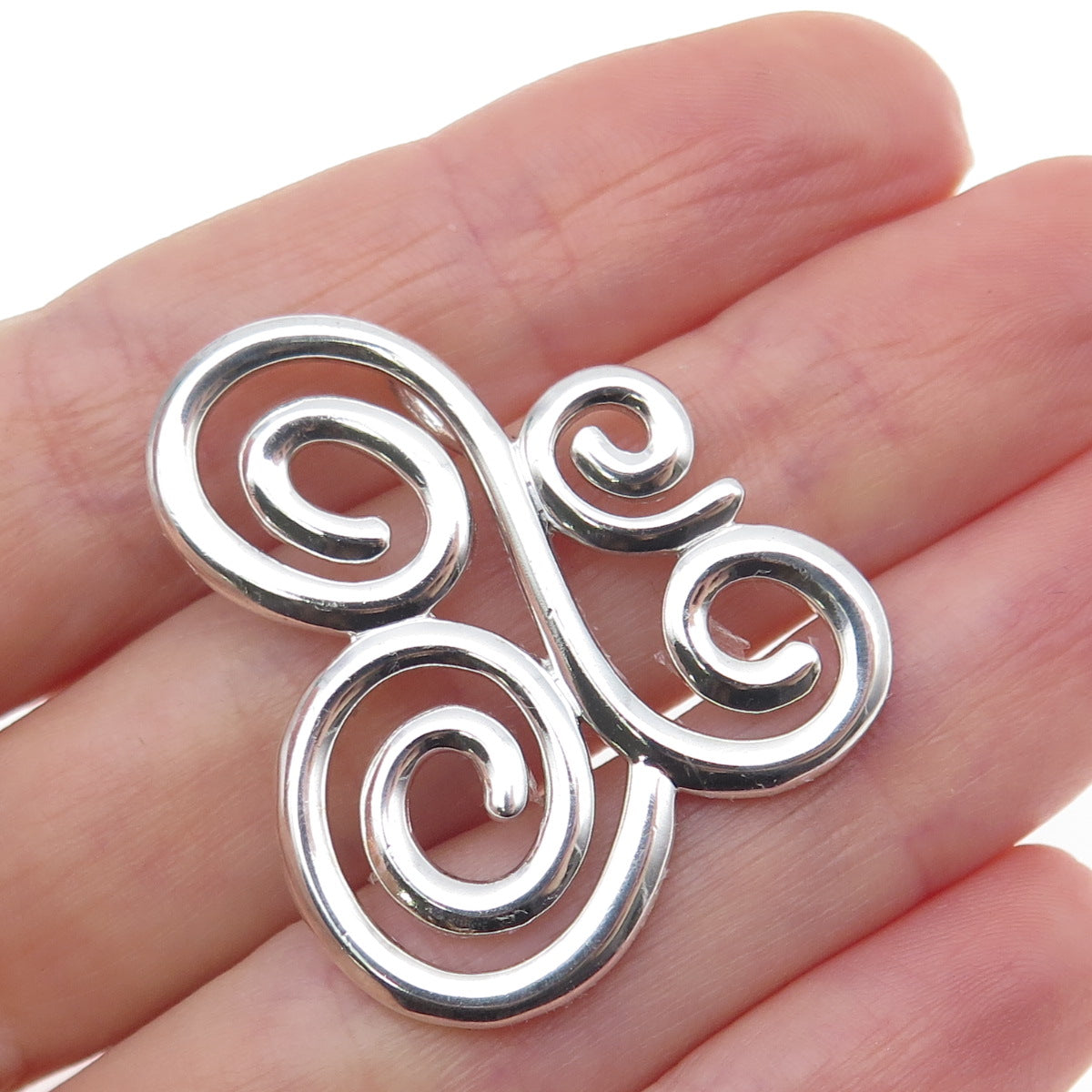 ROSS SIMONS 925 Sterling Silver Vintage Modernist Swirl Butterfly Slide Pendant