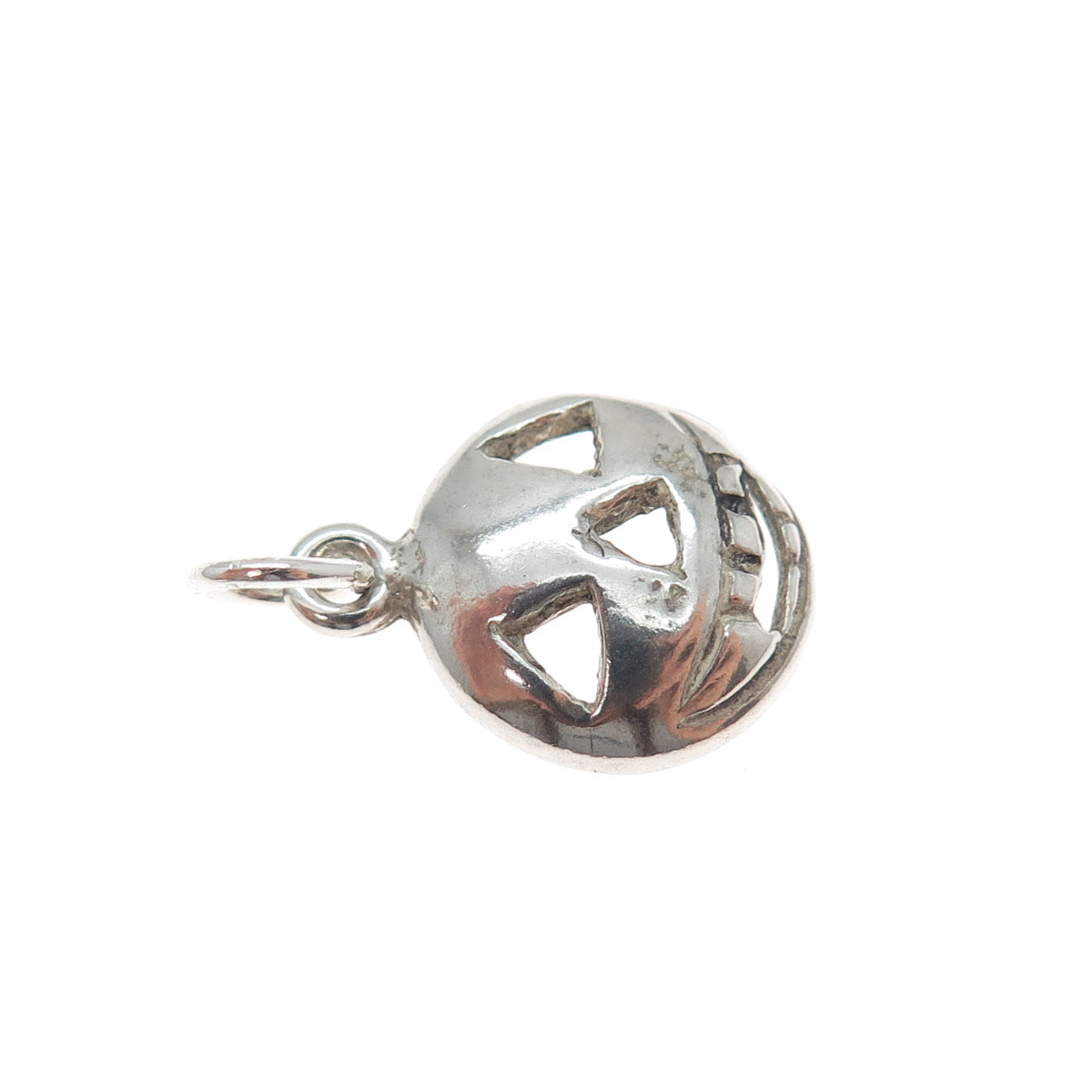 925 Sterling Silver Vintage Halloween Pumpkin Mask Minimalist Charm Pendant