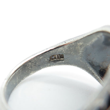925 Sterling Silver Vintage Dragon Skin Dome Oxidized Ring Size 6.25