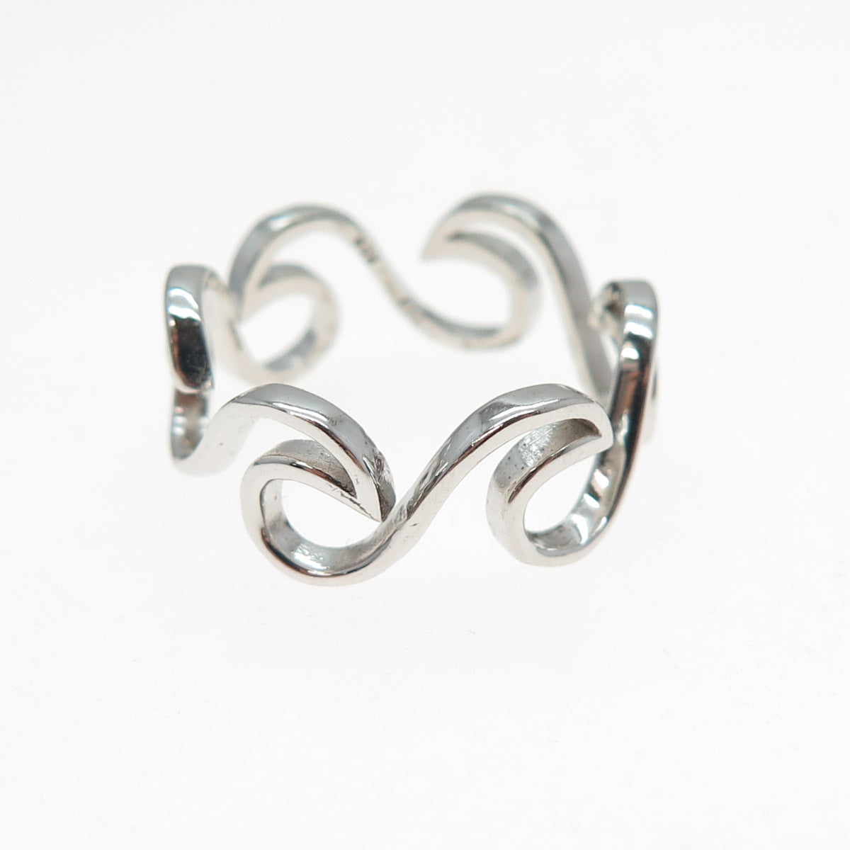925 Sterling Silver Wave Ring Size 7.25