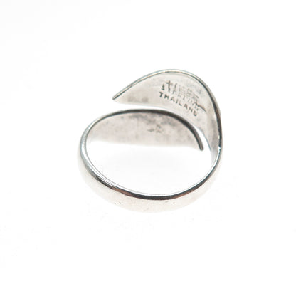 925 Sterling Silver Vintage Niello Hindu Goddess Adjustable Ring Size 7.25