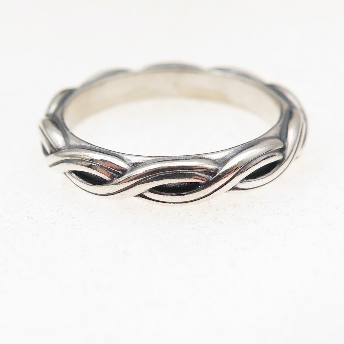 Pandora 925 Sterling Silver Twisted Band Ring Size 8.25