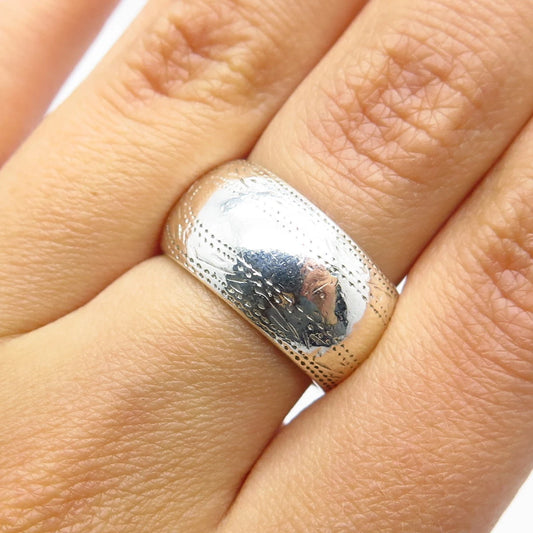 925 Sterling Silver Vintage Etched Band Ring Size 6