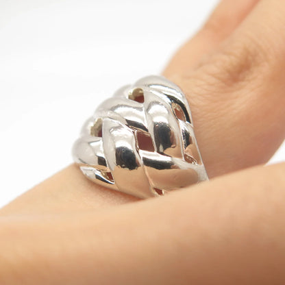 925 Sterling Silver Vintage Wicker Ring Size 6 3/4