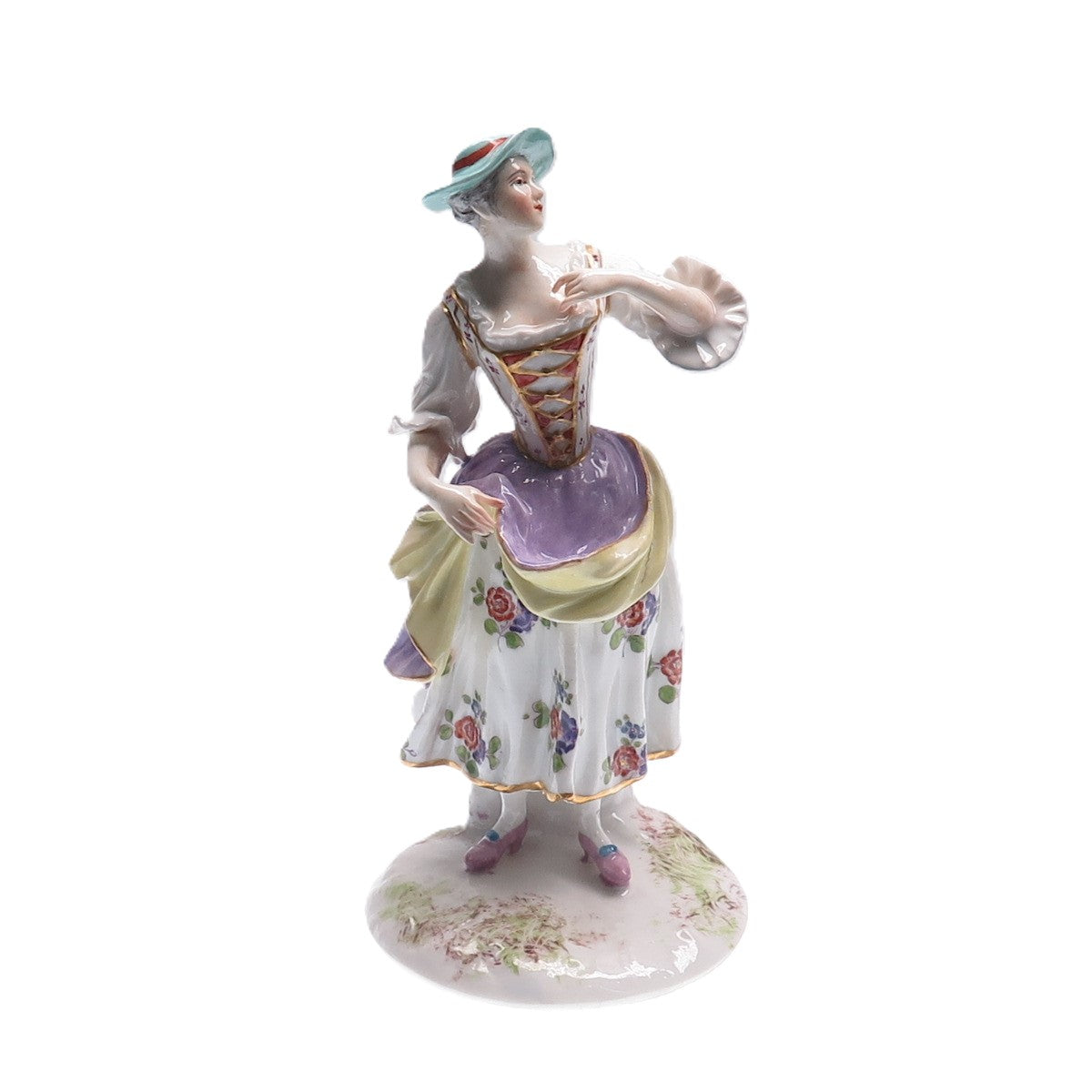 MEISSEN Antique Late Hand-Painted Porcelain Lady Collectible Figurine