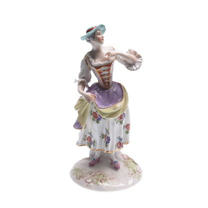 MEISSEN Antique Late Hand-Painted Porcelain Lady Collectible Figurine