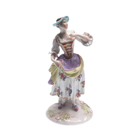 MEISSEN Antique Late Hand-Painted Porcelain Lady Collectible Figurine