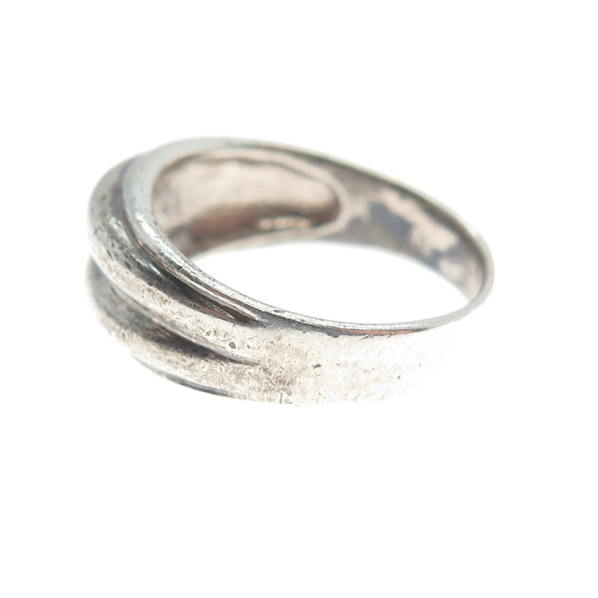 925 Sterling Silver Vintage Modernist Oxidized Ring Size 6.25