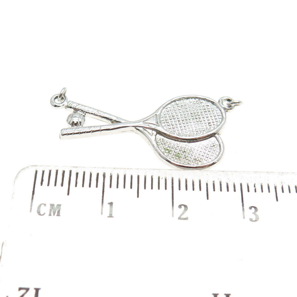 TRU-KAY 925 Sterling Silver Vintage Tennis Racket Centerpiece Charm Pendant