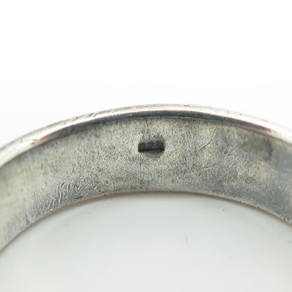 925 Sterling Silver Vintage Woven Band Oxidized Ring Size 12.75