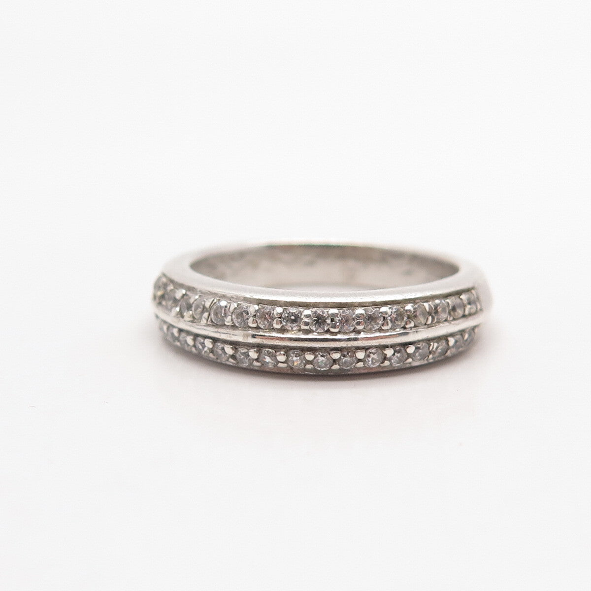 925 Sterling Silver Pave C Z Ring Size 7