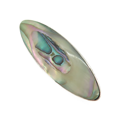 925 Sterling Silver Antique Art Deco Real Abalone Shell Oxidized Pin Brooch