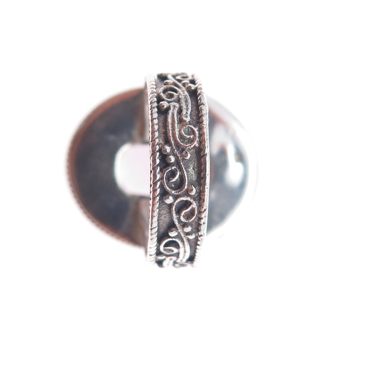 925 Sterling Silver Vintage Real Amethyst Swirl Oxidized Ring Size 6