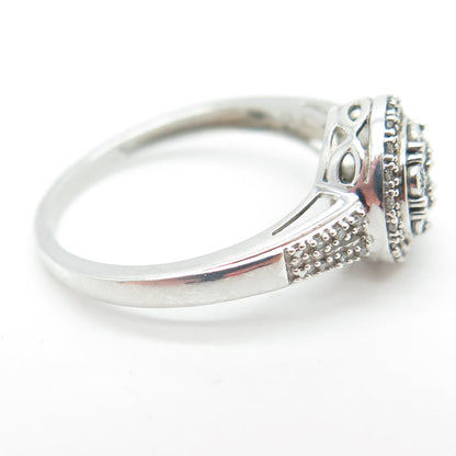 SK9 Allure Gems 925 Sterling Silver Real Round-Cut Diamond Ring Size 7.25