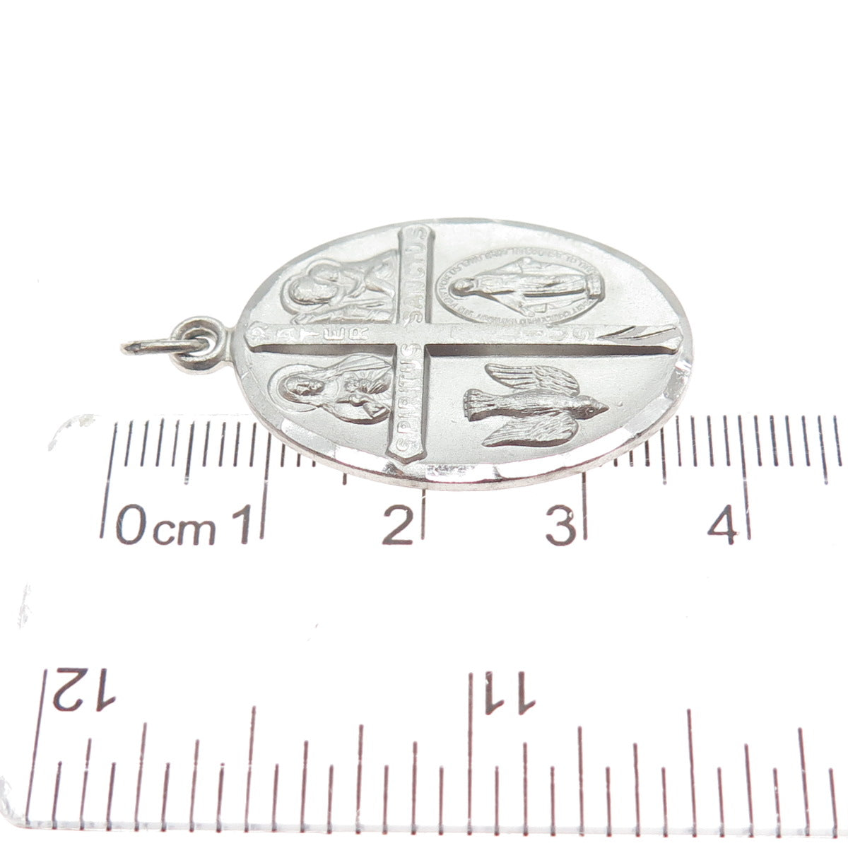 925 Sterling Antique Art Deco 4-Way Cross Religious Emergency Medal Pendant