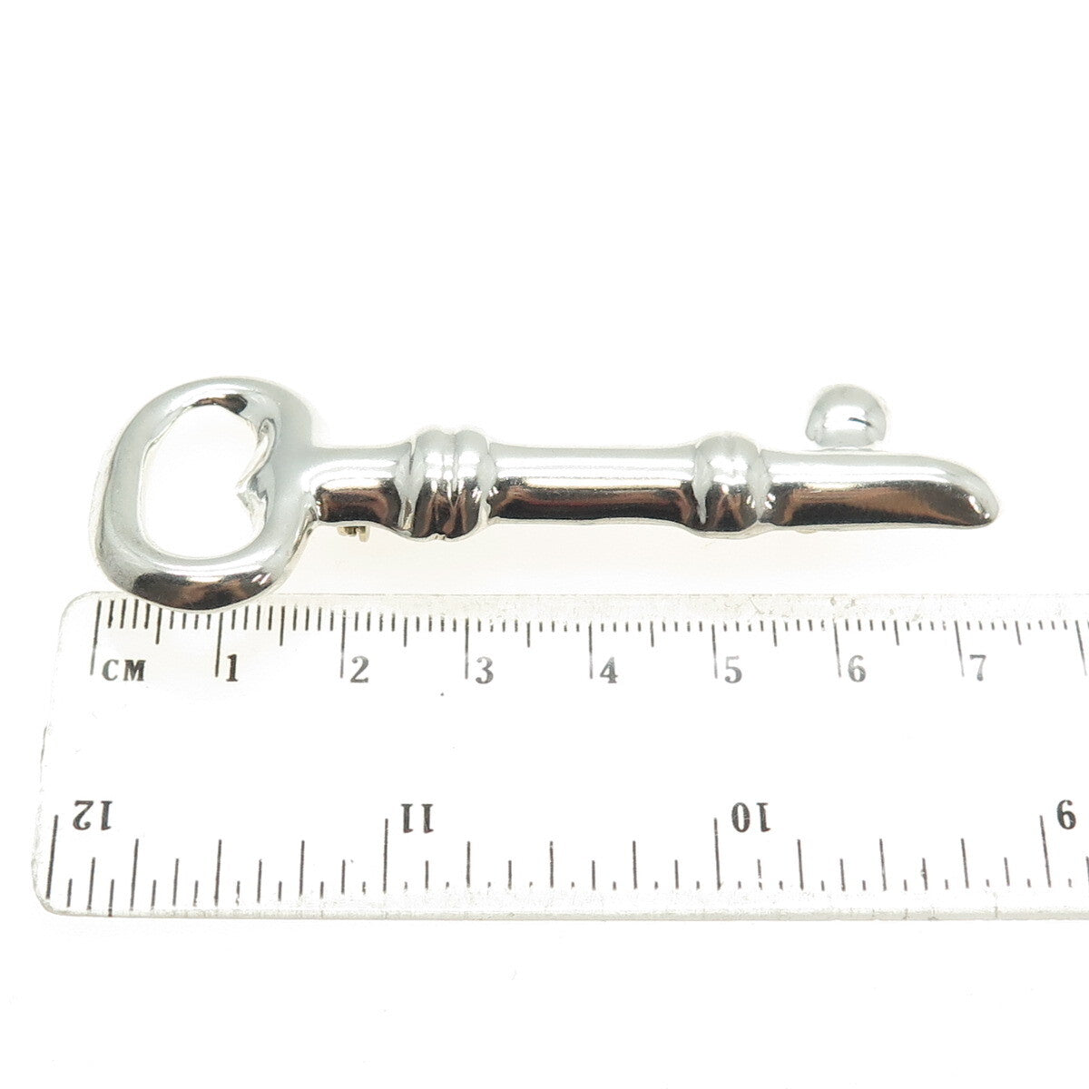 925 Sterling Silver Vintage Mexico Key Pin Brooch