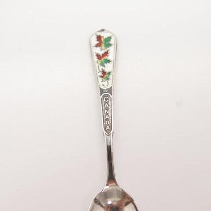 925 Sterling Silver Vintage Breadner & Co Canada Enamel Maple Leaf Spoon