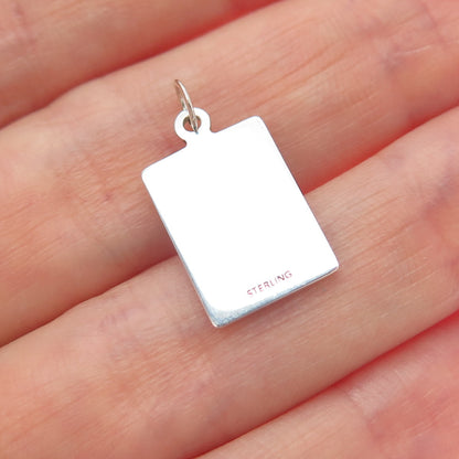 925 Sterling Silver Red Enamel Single V-Day Minimalist Charm Pendant