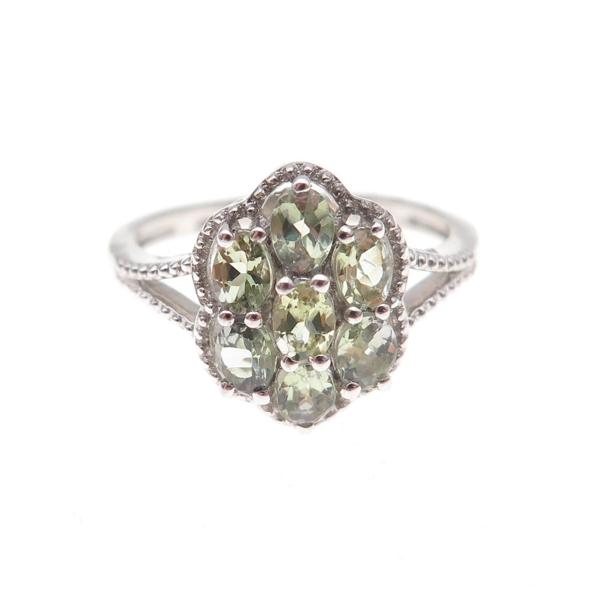 Chuck Clemency 925 Sterling Silver Real Oval-Cut Green Amethyst Ring Size 8