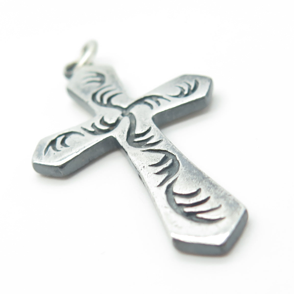 925 Sterling Silver Vintage Ornate Cross Oxidized Pendant