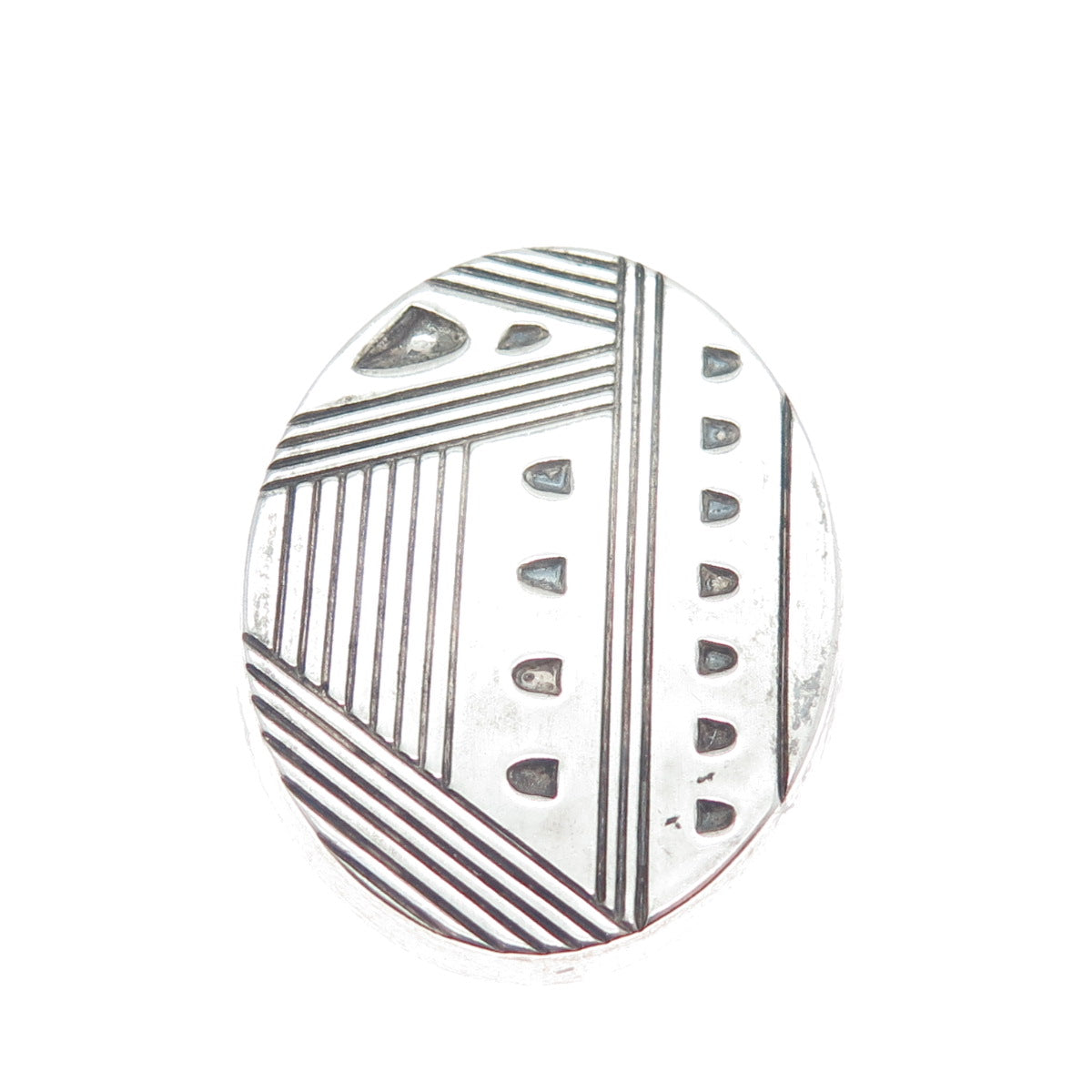 BEAU 925 Sterling Silver Vintage Ethnic Oxidized Pin Brooch