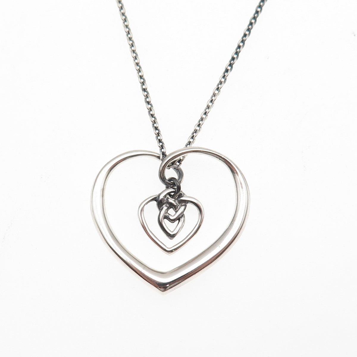 Kit Heath 925 Sterling Silver 2008 Celtic Heart Cable Chain Necklace 16-18"
