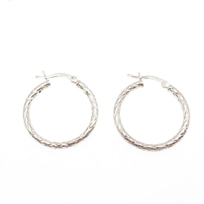 HAN 925 Sterling Silver Vintage Diamond-Cut Hoop Earrings