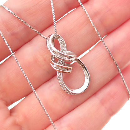 Sun 925 Sterling Silver 14K Gold Real Diamond Infinity Box Chain Necklace 18"